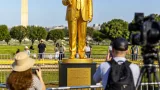Golden 'Iran War Participation Trophy' appears on National Mall amid renewed U.S.-Iran fighting