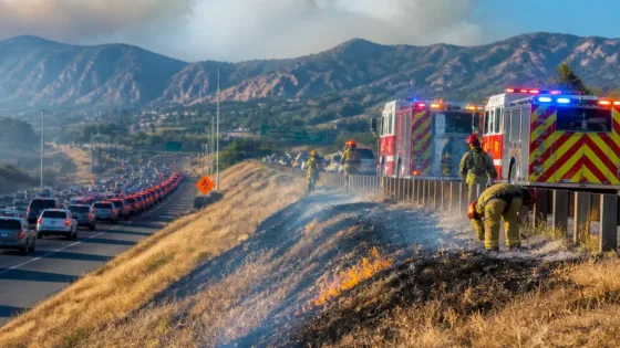 Fire along I‑25 north of Colorado Springs briefly closes southbound lanes