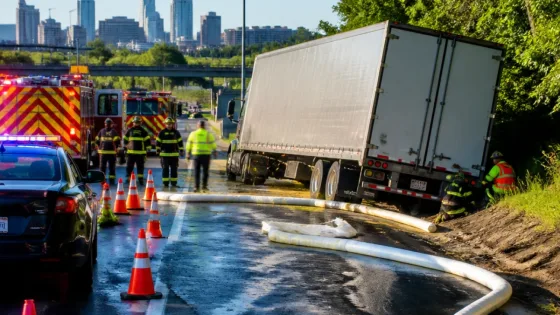 Kansas City I-70 eastbound lanes reopened after semi dumped 300 gallons of hydraulic fluid