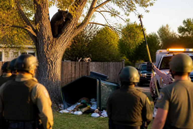 75-pound black bear forages through Worland dumpsters before being treed and tranquilized