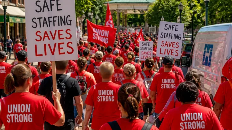 Burlington rally presses UVM Medical Center for safer staffing, citing patient and worker strain