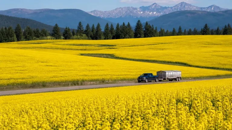 Canola fields paint Flathead Valley yellow as summer blooms peak