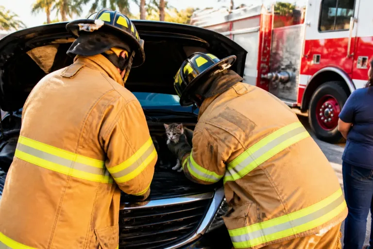 Coral Springs firefighters pull five kittens from a car engine; owner keeps two