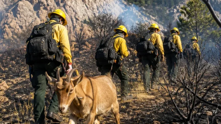 Goat named Goldie helps guide Colorado Springs crews during Rock Creek Fire response