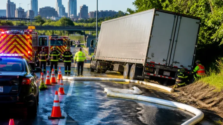 Kansas City I-70 eastbound lanes reopened after semi dumped 300 gallons of hydraulic fluid