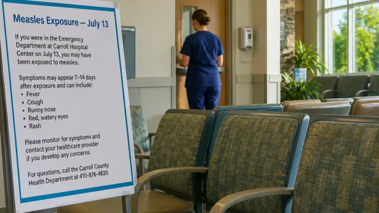 Maryland reports five new measles cases; exposure tied to Carroll Hospital waiting room