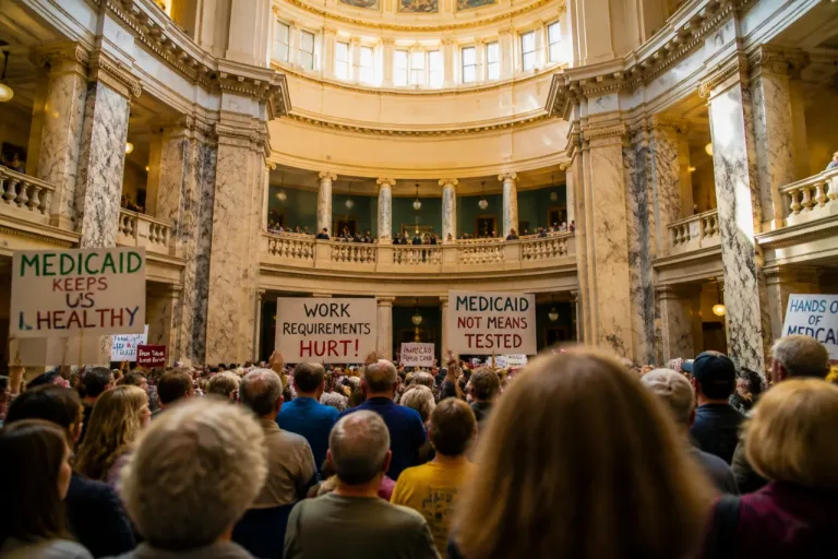 More than 100 protest Montana’s early rollout of new Medicaid work rules at Capitol