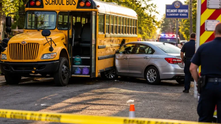 Newark school bus collides with parked car; two children unhurt