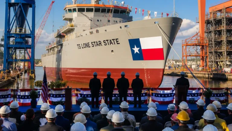 Philadelphia shipyard hosts christening of TS LONE STAR STATE, a boost for maritime training