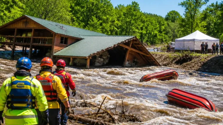 Rescue crews pull about 20 from floodwaters after campground building collapses in Reynolds County