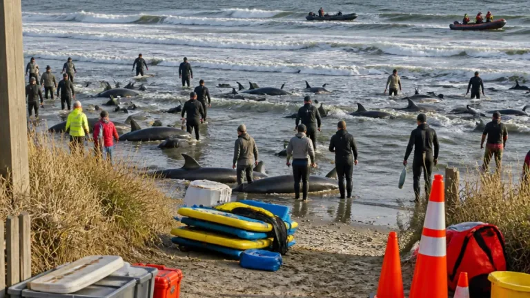 Rescuers respond to largest-ever bottlenose dolphin stranding in Massachusetts
