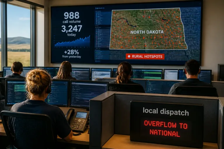 Rising 988 calls strain North Dakota capacity, leaving some callers routed to national centers