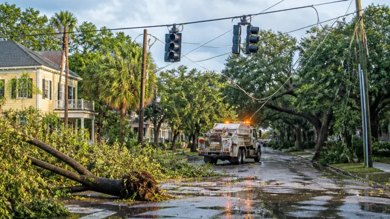 Storm topples trees, knocks out power and sends flash-flood warning for Charleston area