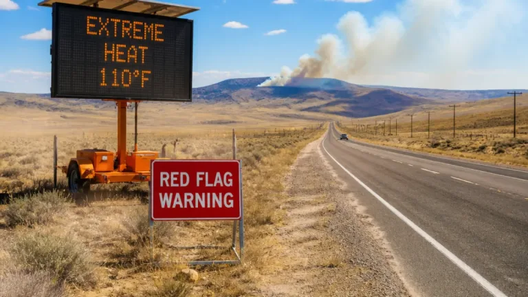 Widespread extreme heat warnings across Wyoming; central counties also under red-flag fire alerts