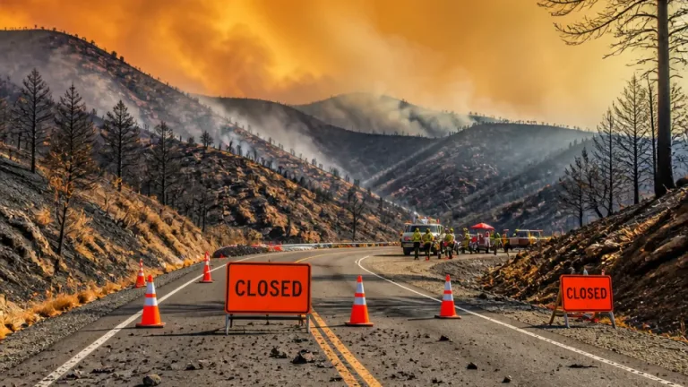 Wildfire forces closure of U.S. Highway 12 near Lenore as debris falls onto roadway